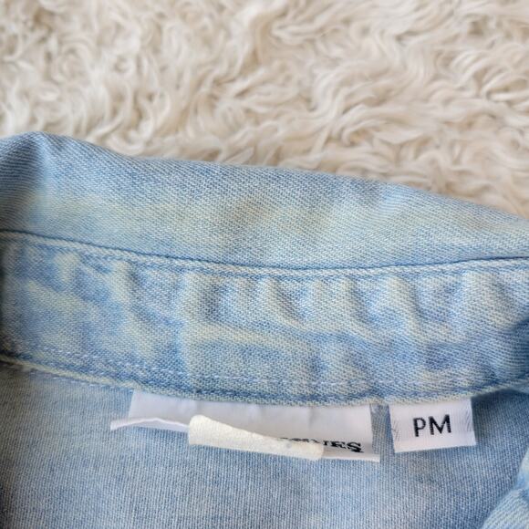 Victoria Jones Woman’s Vintage Floral Patchwork Button Up Top Petite Medium - Picture 5 of 6